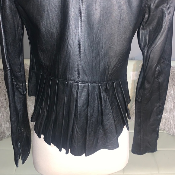Soft Leather Black and Cream Open Front Jacket - Picture 6 of 11